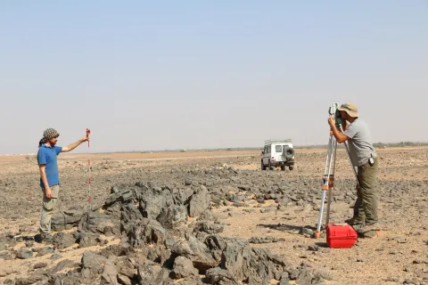 Mapping at a burial site near al-Karmal