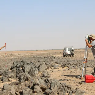 Mapping at a burial site near al-Karmal